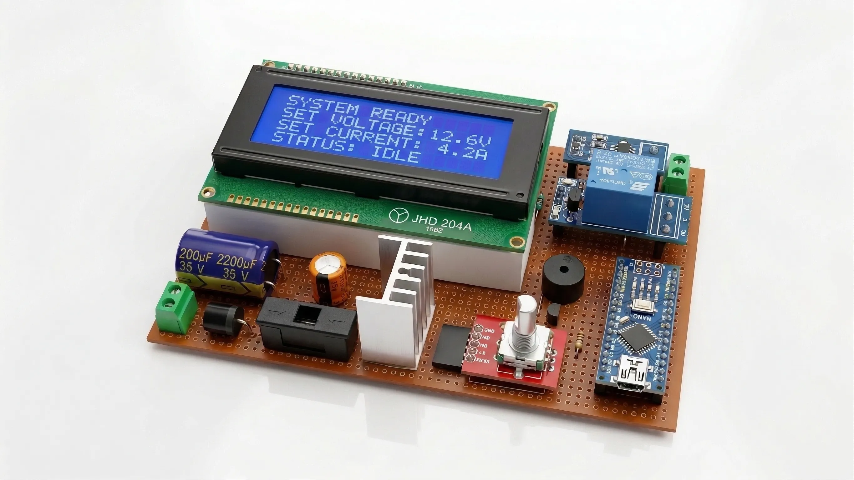 Front view of the integrated DC machine protection setup