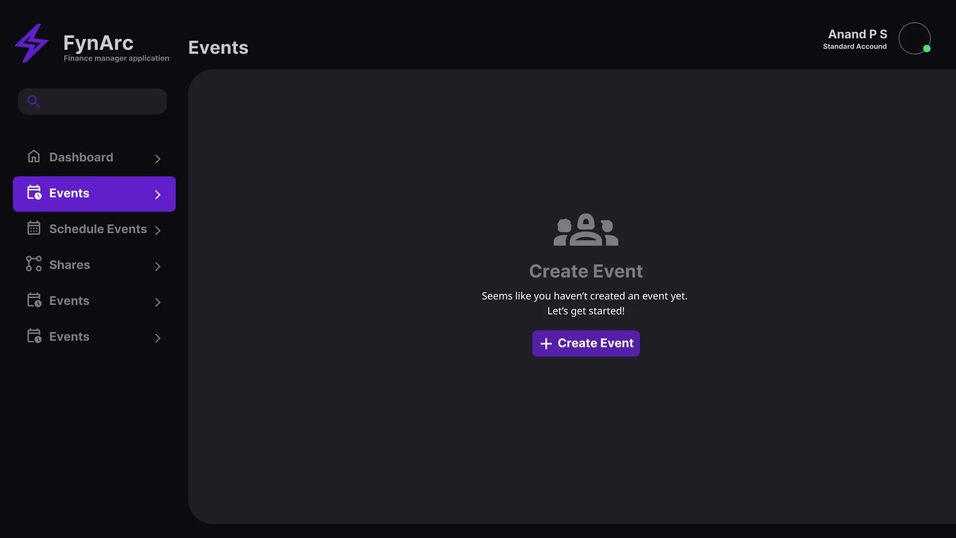 Create event flow in the finance management system